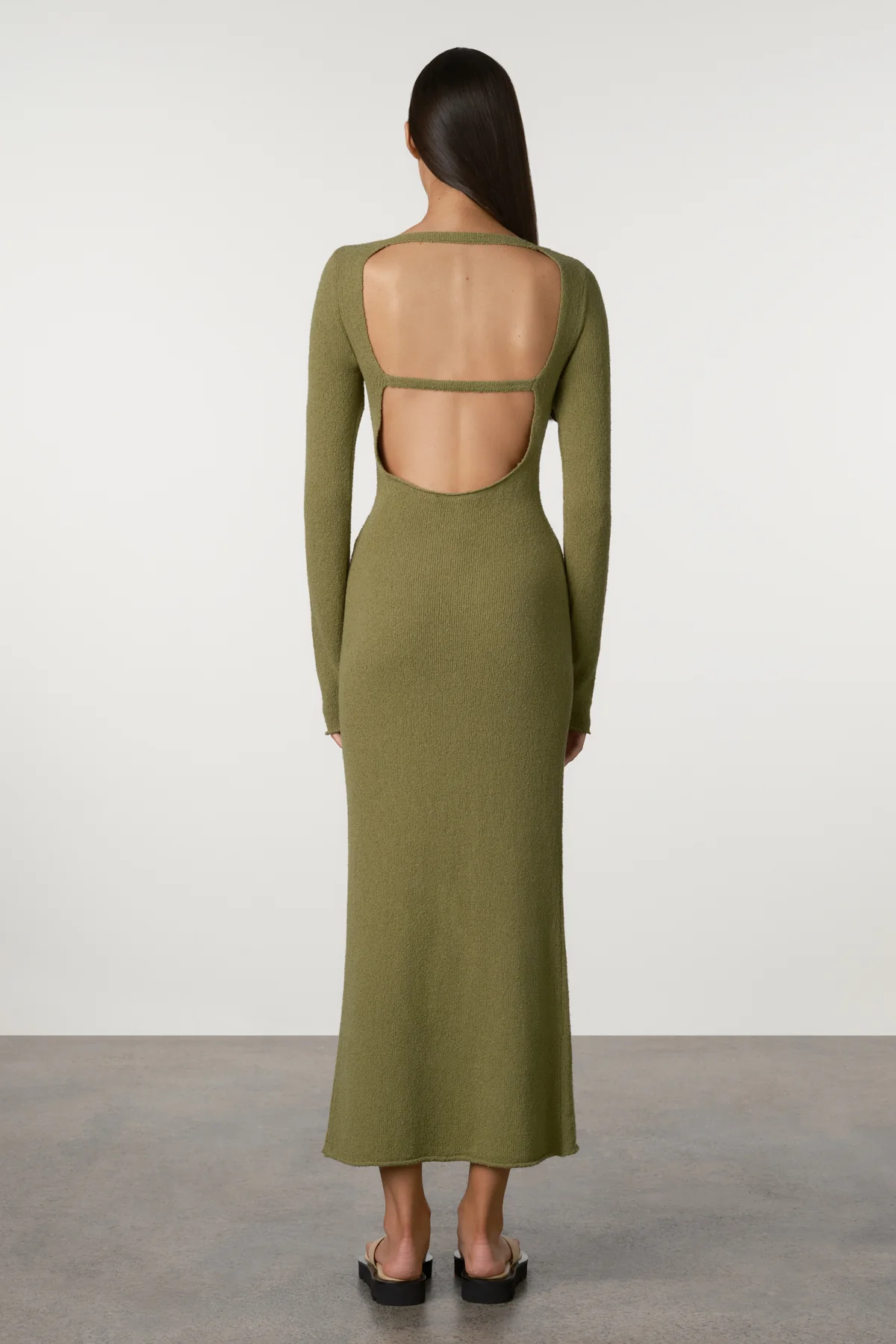 Olive Textured Knit Dress - Image 4