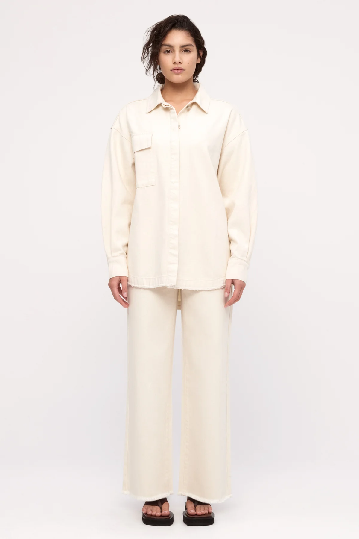 Organic Denim Shirt Jacket - Coconut