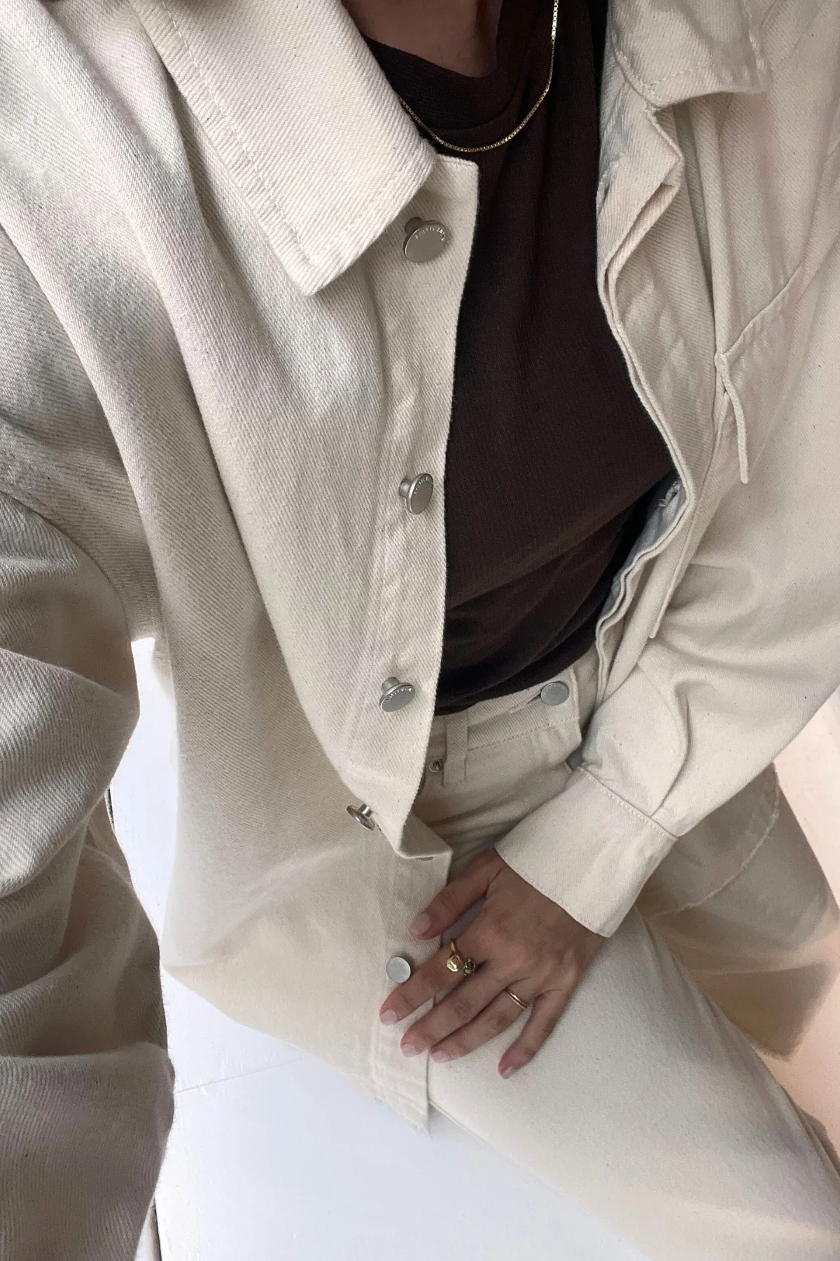 Organic Denim Shirt Jacket - Coconut - Image 2