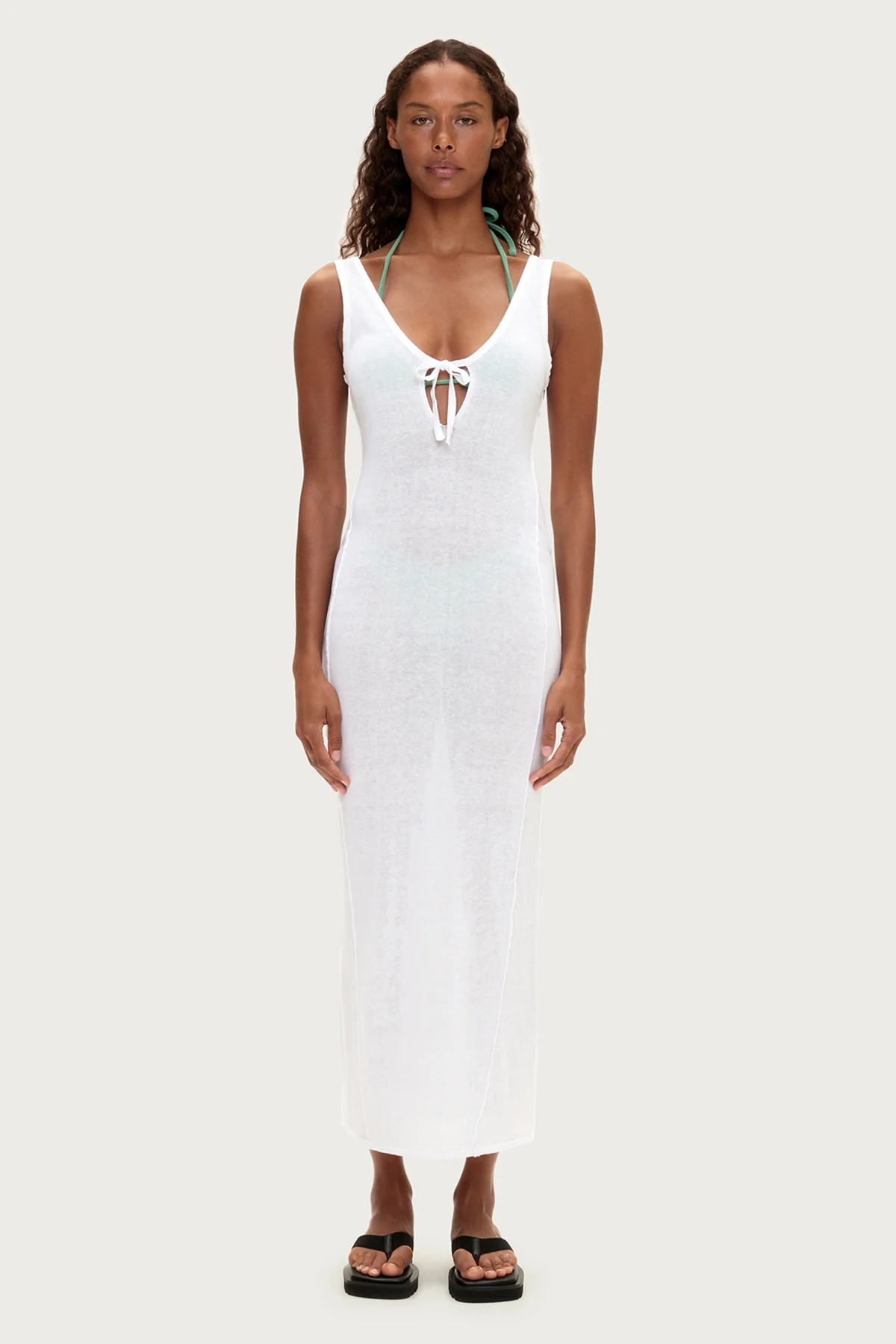 Panelled Knit Dress - White