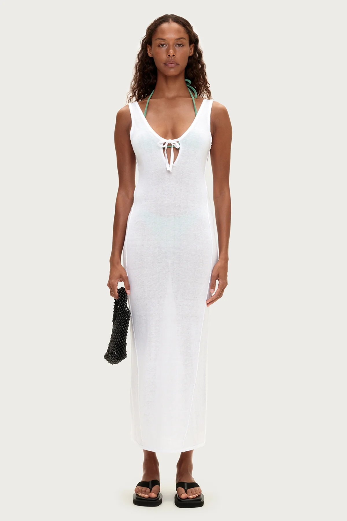 Panelled Knit Dress - White - Image 2