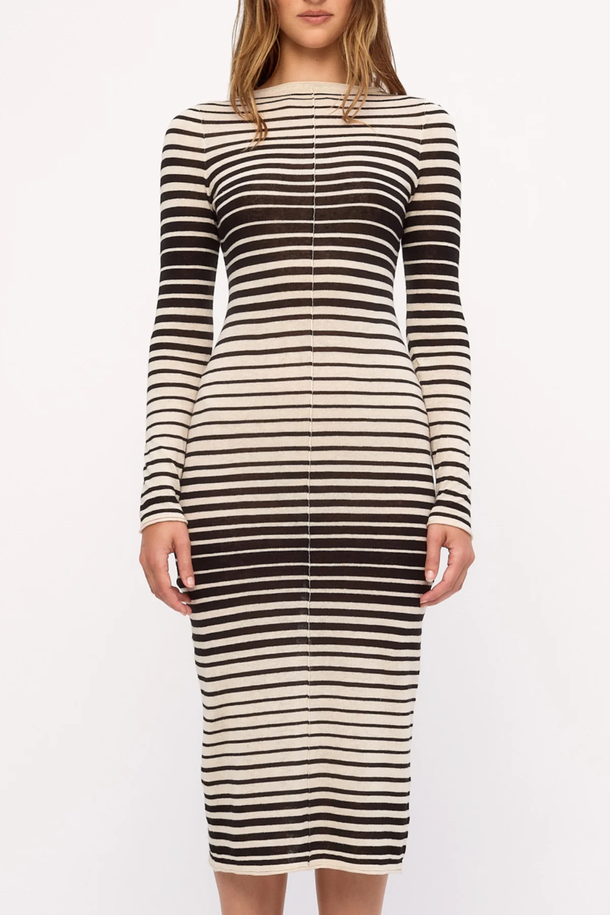 Ramie Cotton Knit Maxi Dress - Ombre Stripe