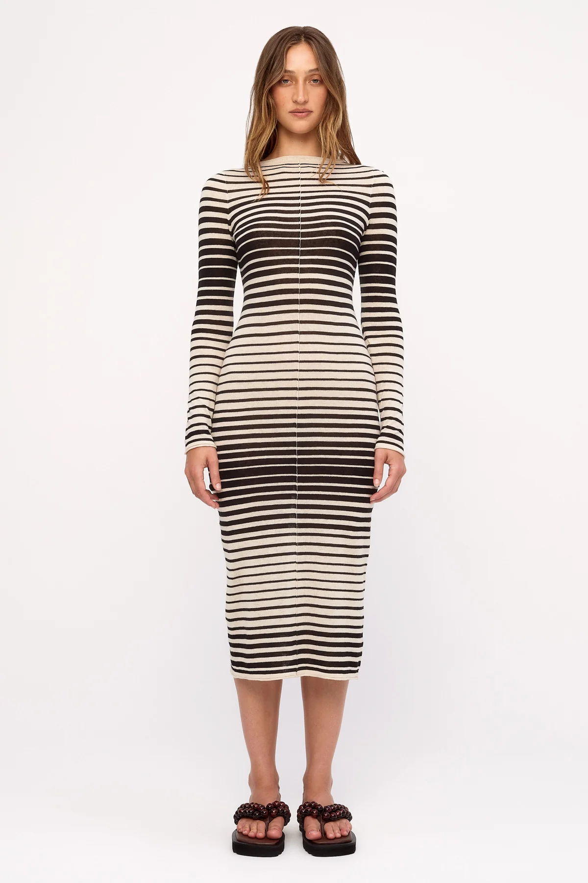 Ramie Cotton Knit Maxi Dress - Ombre Stripe - Image 3