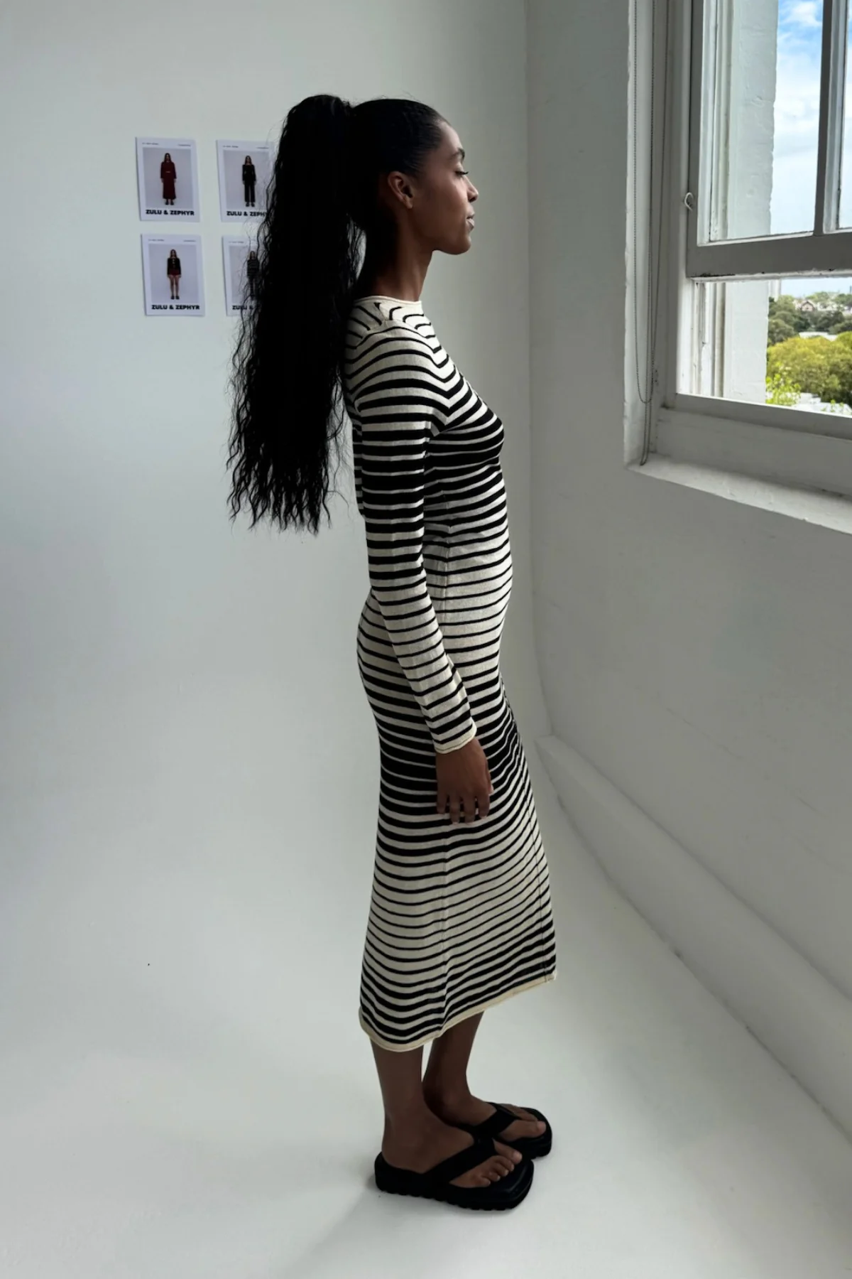Ramie Cotton Knit Maxi Dress - Ombre Stripe - Image 5