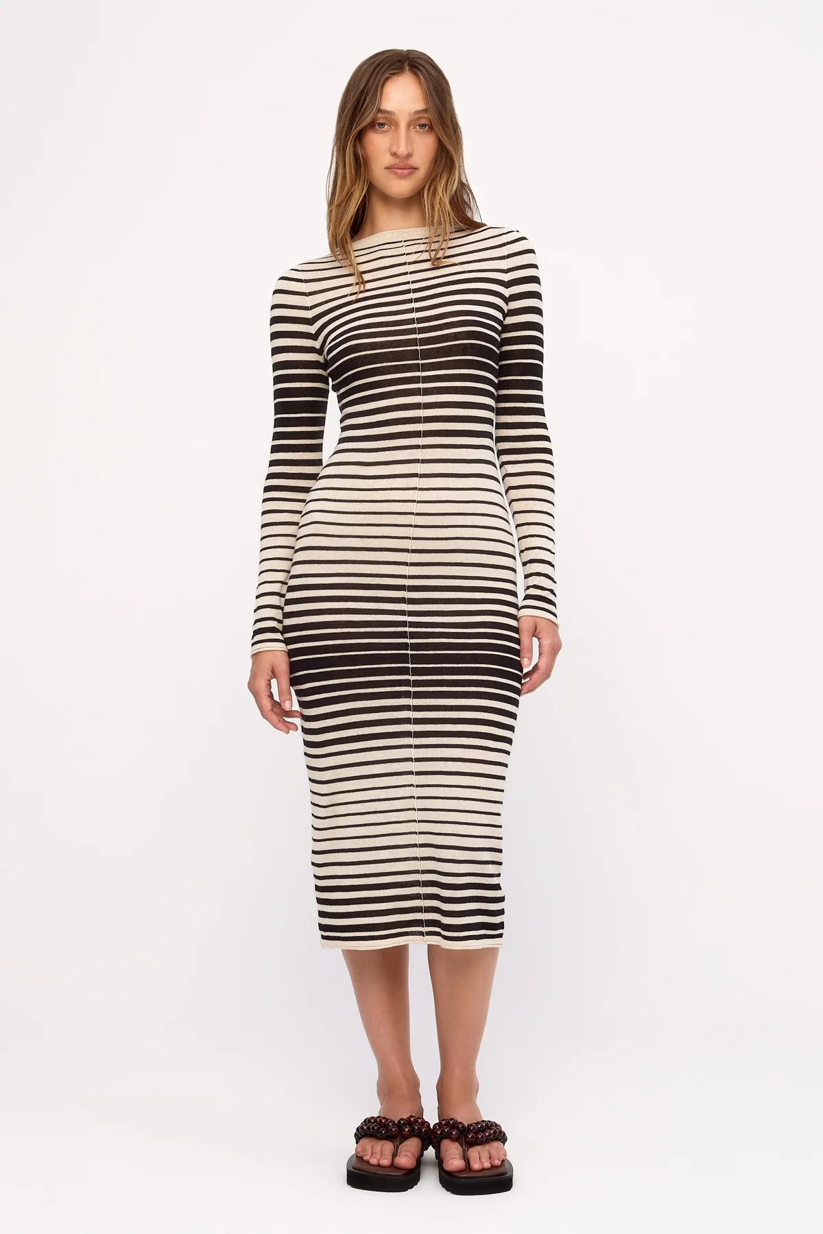 Ramie Cotton Knit Maxi Dress - Ombre Stripe - Image 6