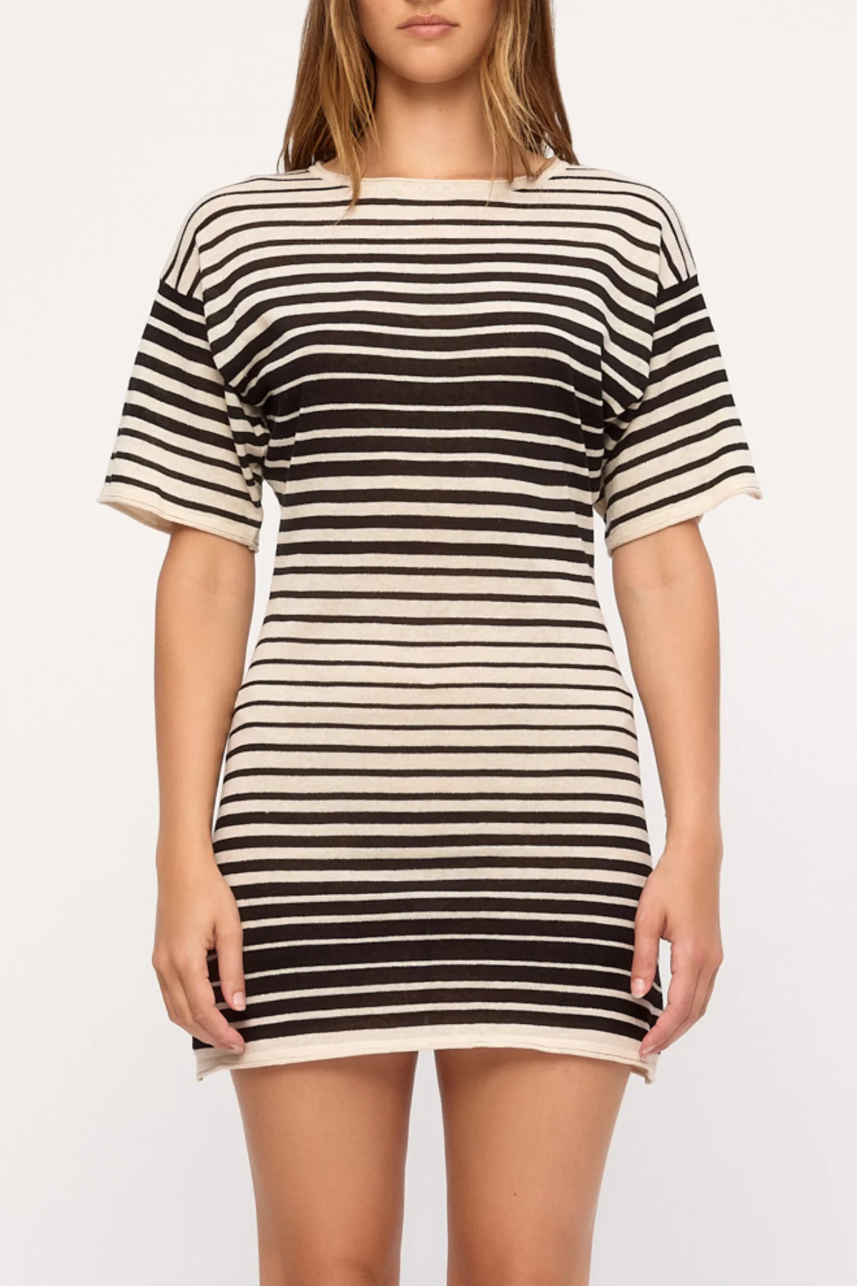 Ramie Cotton Knit Mini Dress - Ombre Stripe - Image 4