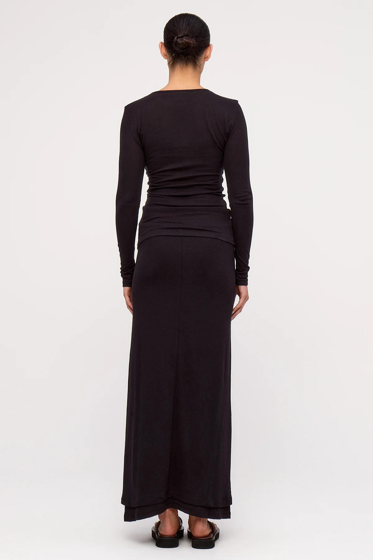 Rib Hemp Jersey Long Sleeve Top - Black - Image 4