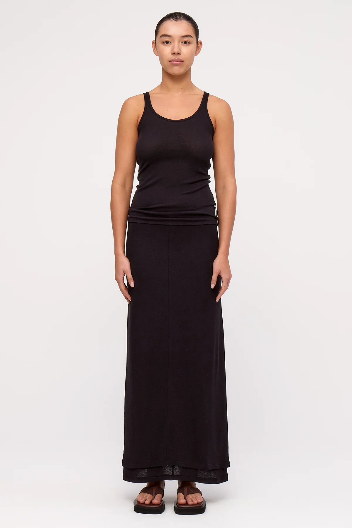 Rib Hemp Jersey Skirt - Black - Image 4