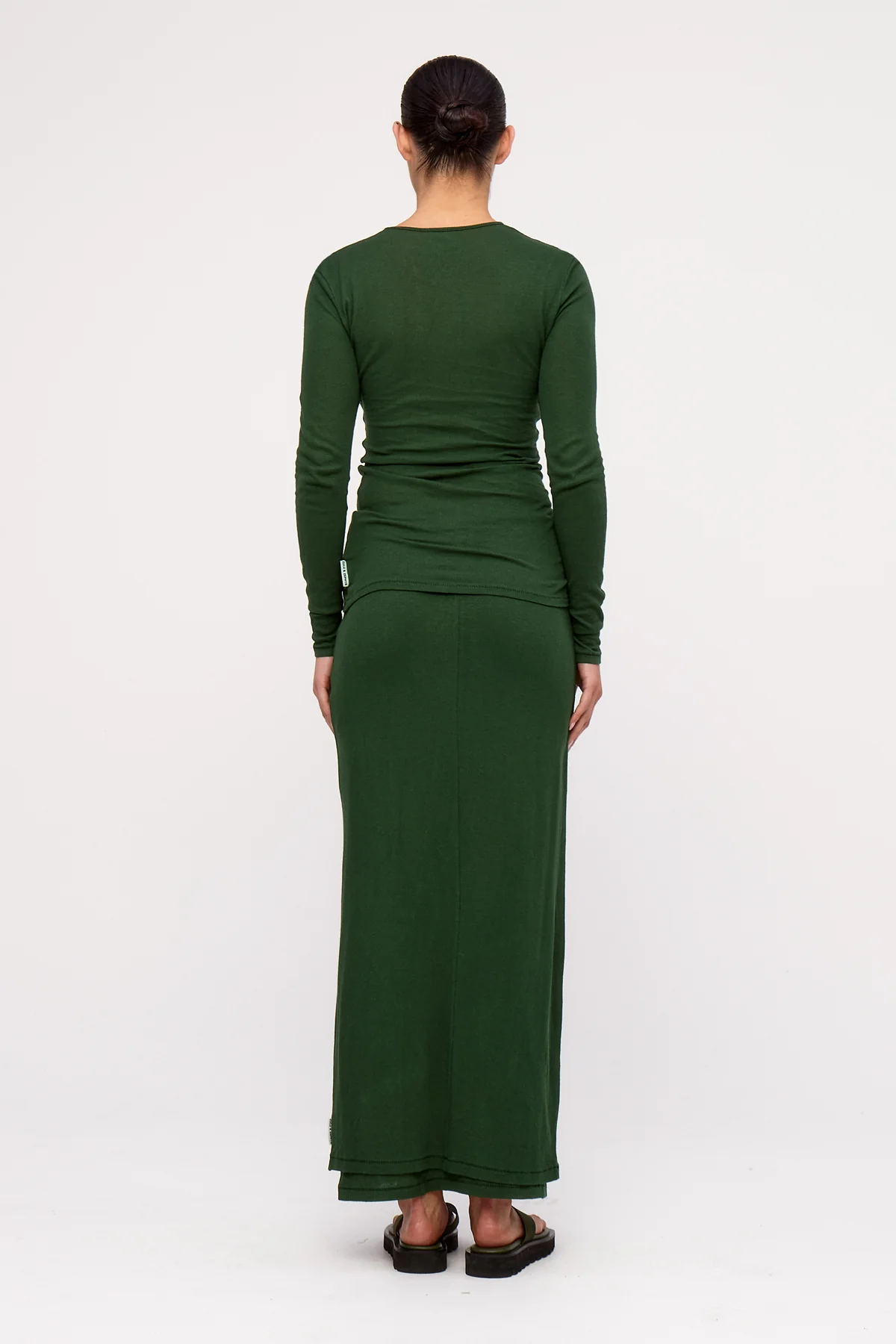Rib Hemp Jersey Skirt - Tallow Green - Image 4