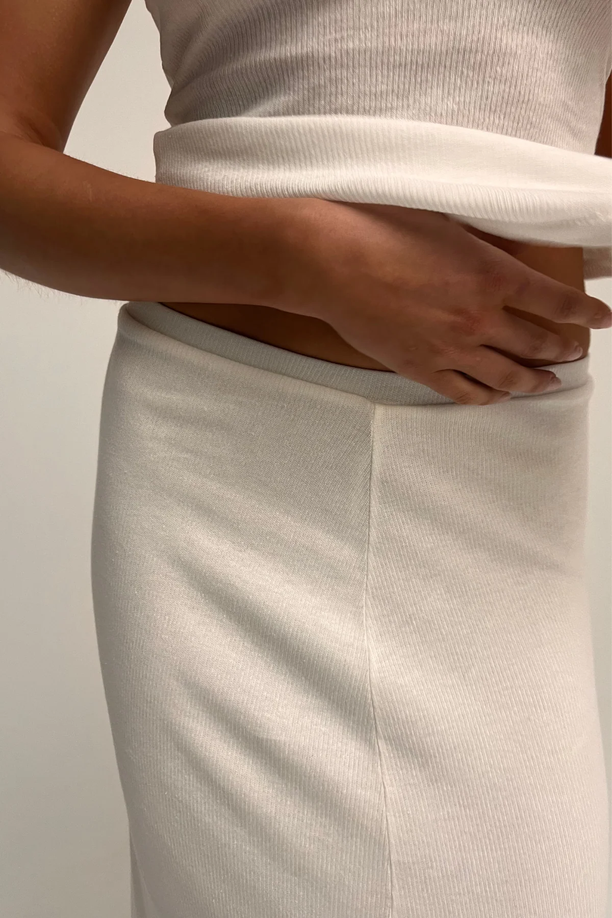 Rib Hemp Jersey Skirt - White - Image 3