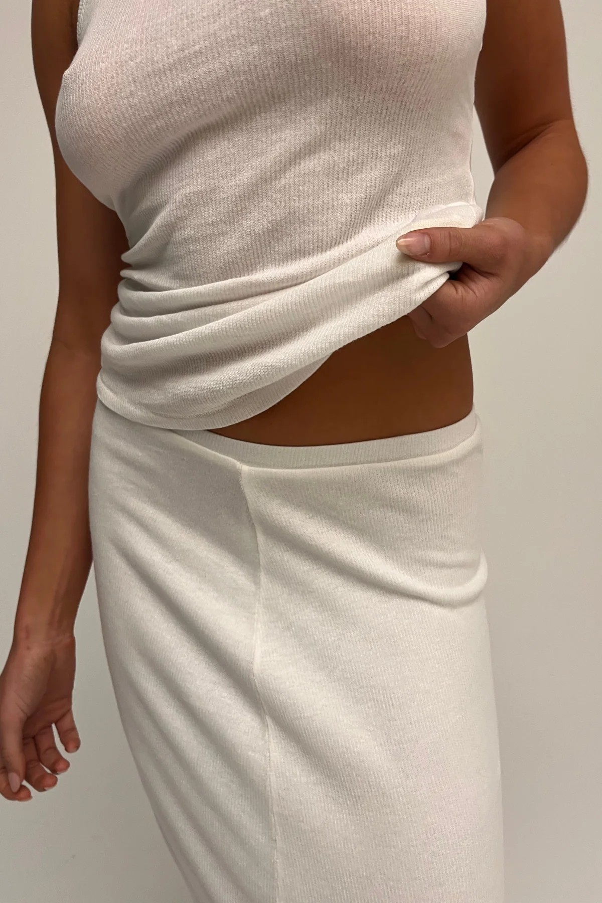 Rib Hemp Jersey Skirt - White - Image 6
