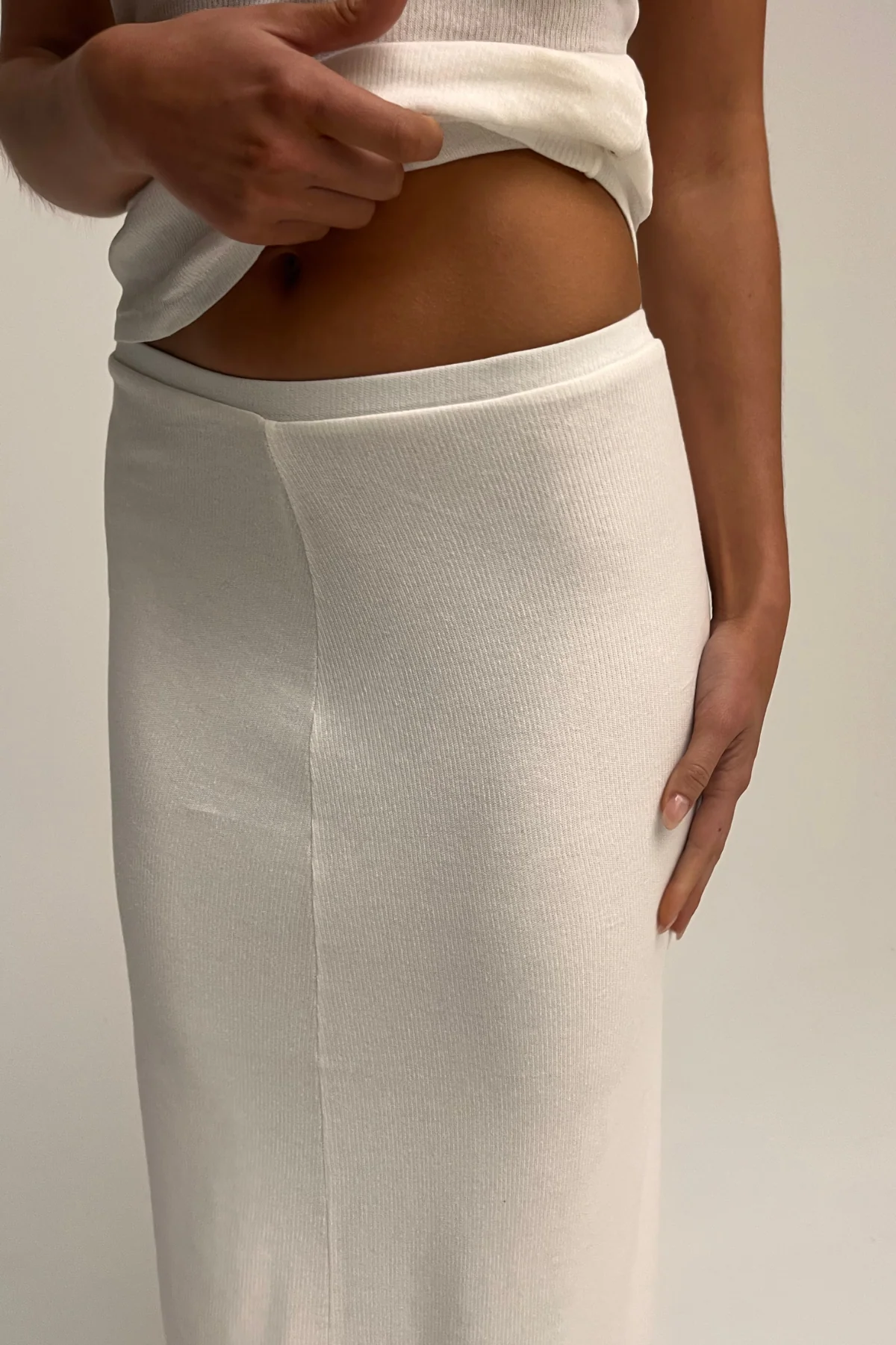 Rib Hemp Jersey Skirt - White - Image 8