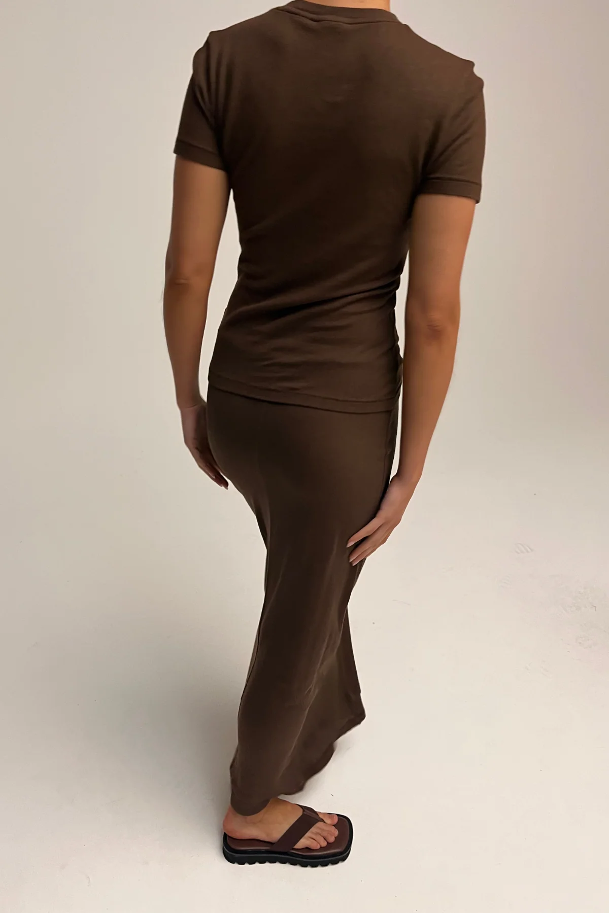Rib Hemp Jersey T-Shirt - Chocolate - Image 3