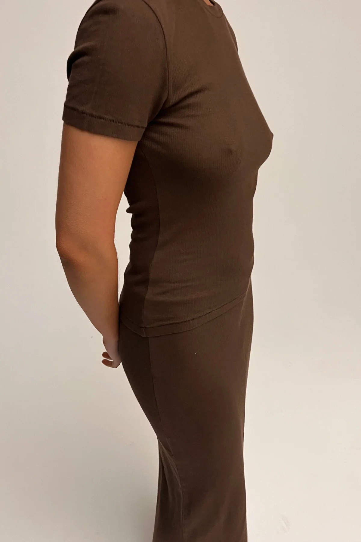 Rib Hemp Jersey T-Shirt - Chocolate - Image 4