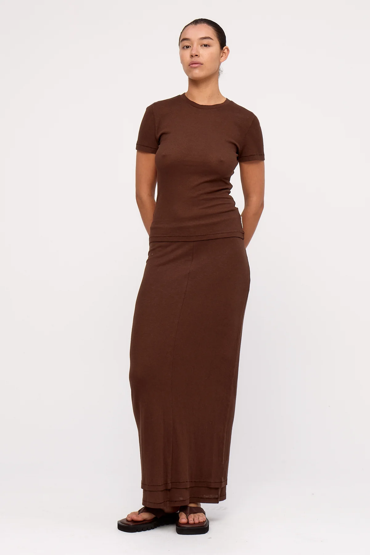 Rib Hemp Jersey T-Shirt - Chocolate - Image 5