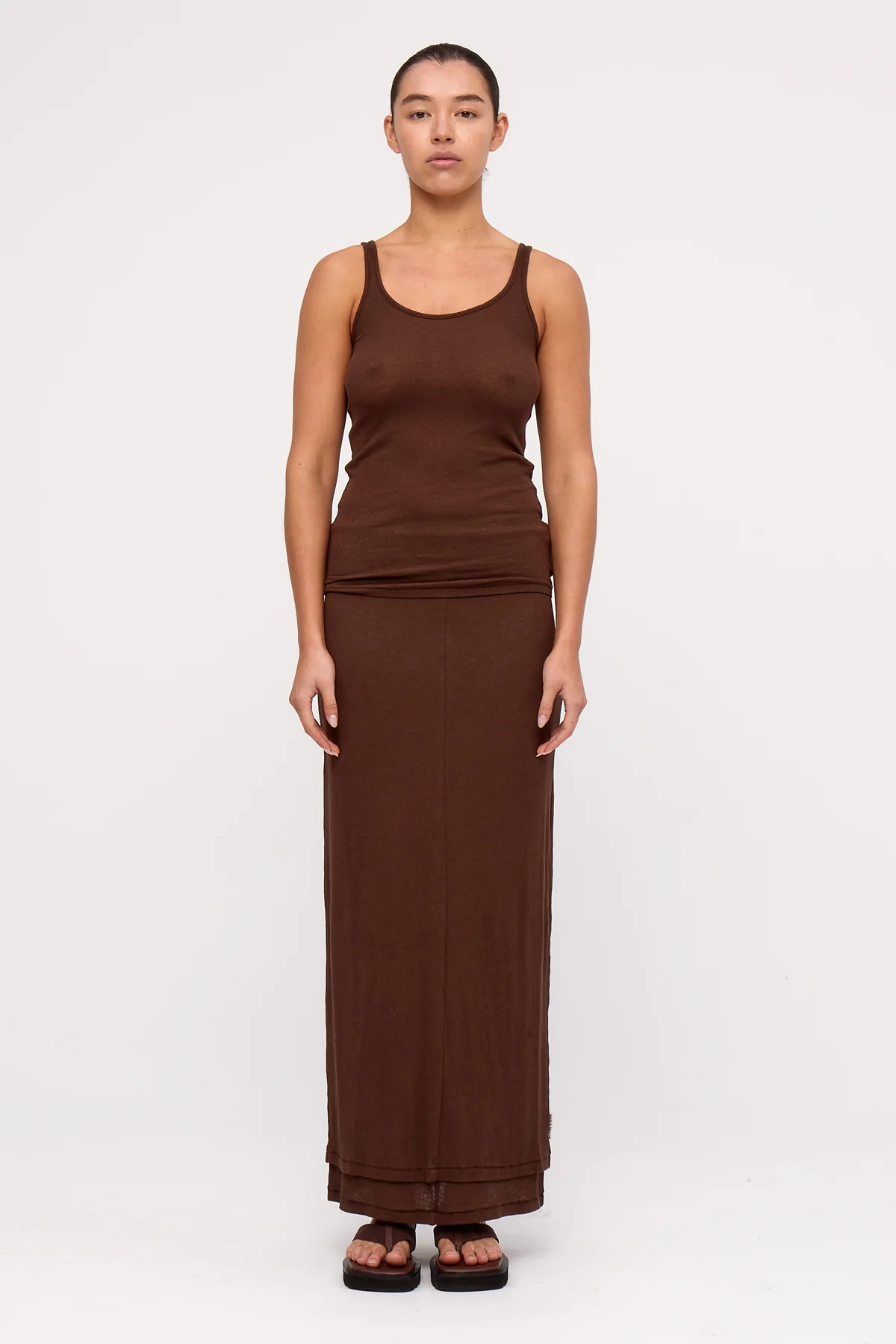 Rib Hemp Jersey Tank - Chocolate