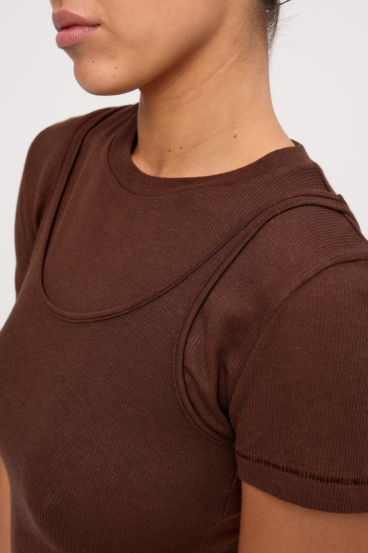 Rib Hemp Jersey Tank - Chocolate - Image 4