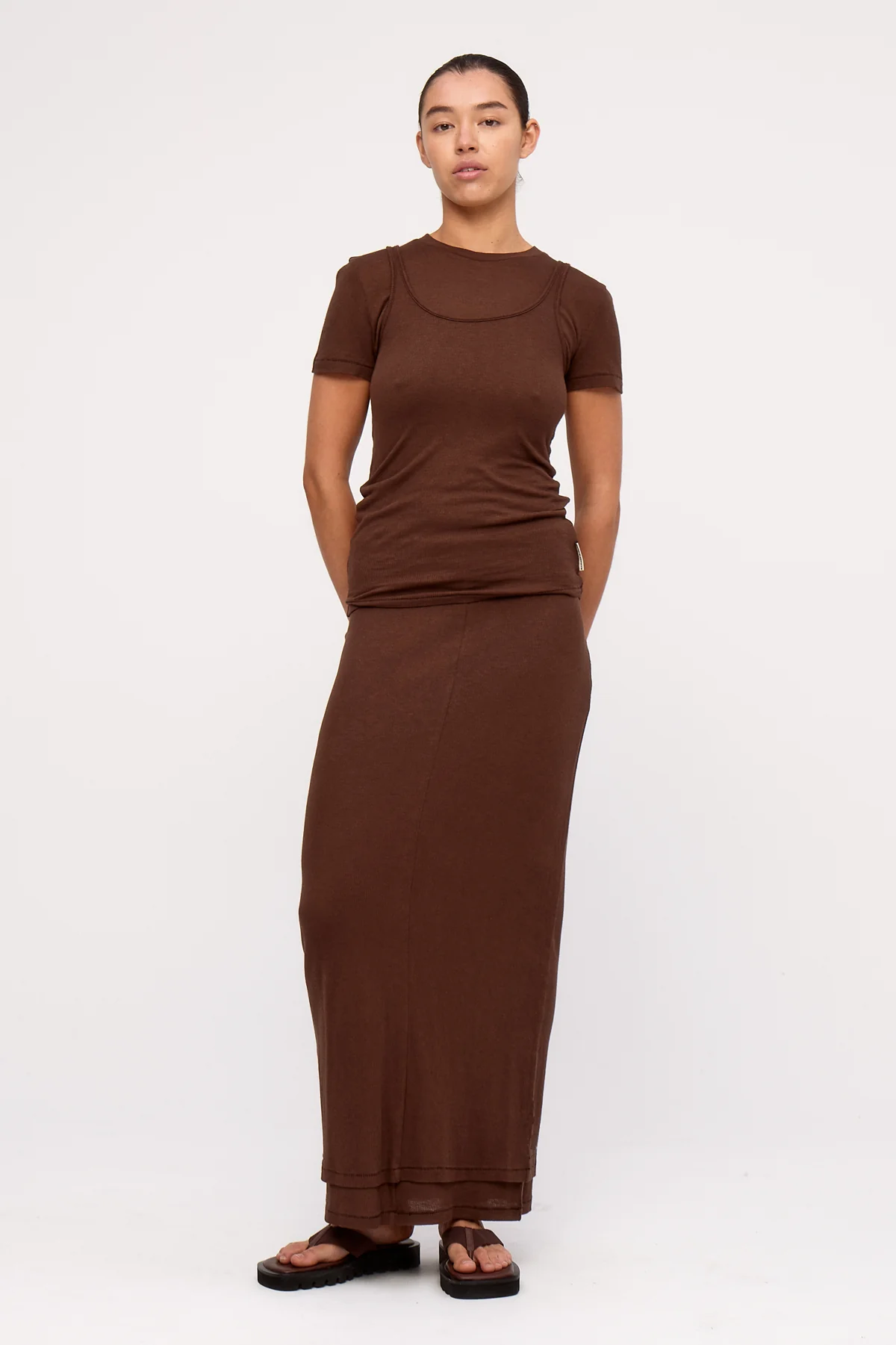 Rib Hemp Jersey Tank - Chocolate - Image 6