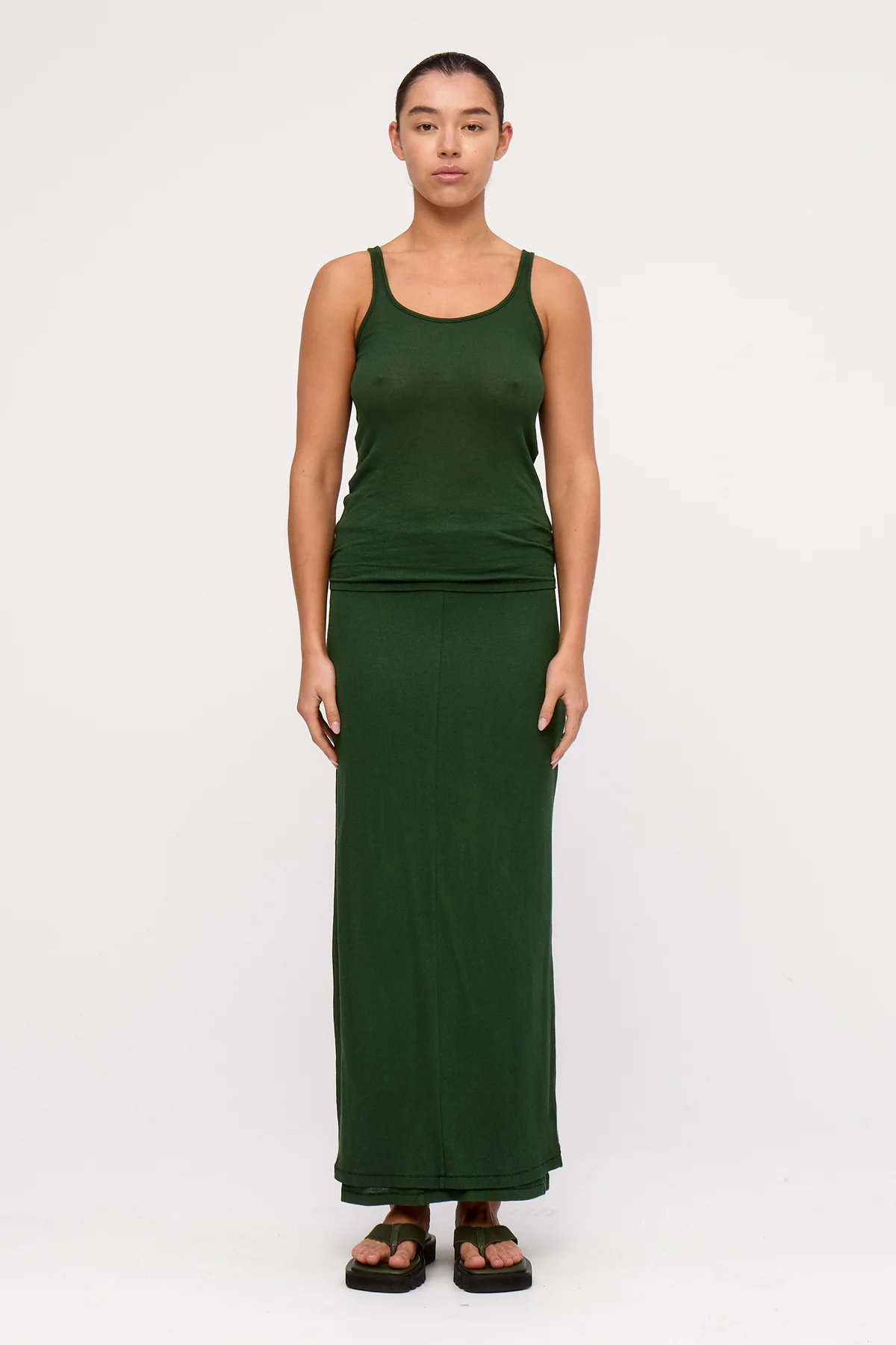 Rib Hemp Jersey Tank - Tallow Green