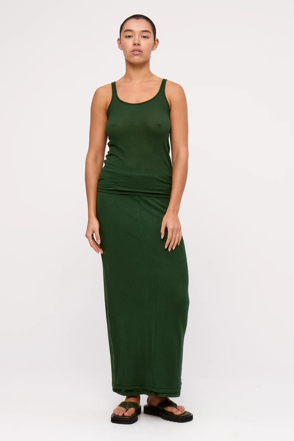 Rib Hemp Jersey Tank - Tallow Green - Image 2