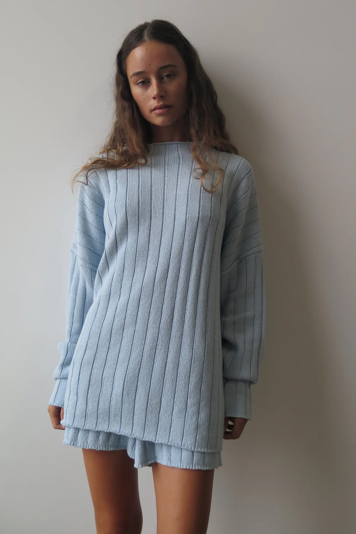 Rib Knit Jumper - Light Blue - Image 10