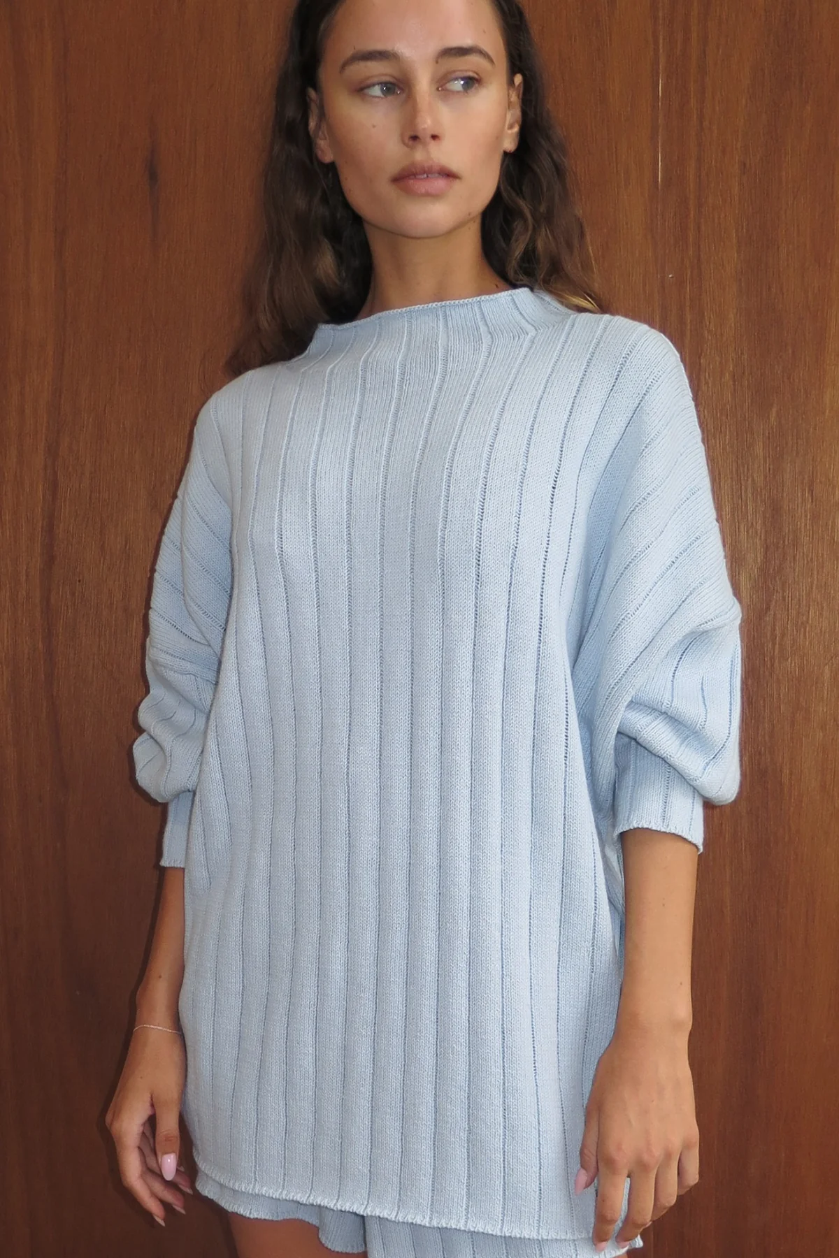 Rib Knit Jumper - Light Blue - Image 3