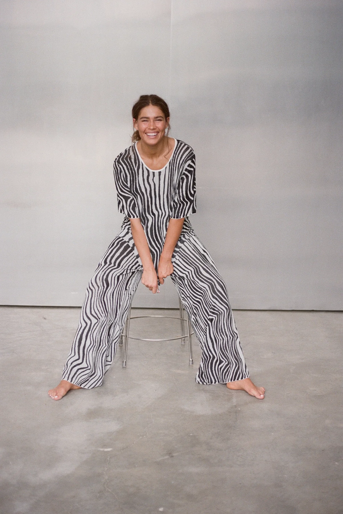 Ripple Stripe Cotton Blend Knit Top - Image 3