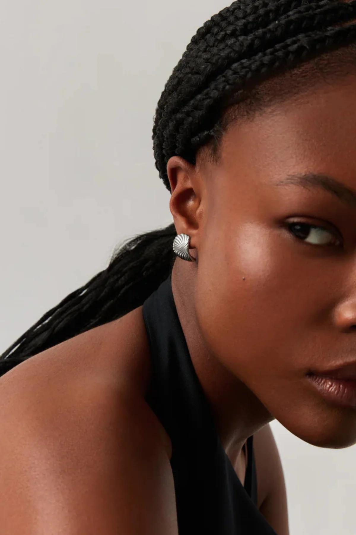 Ripple Stud Earrings - Silver - Image 3
