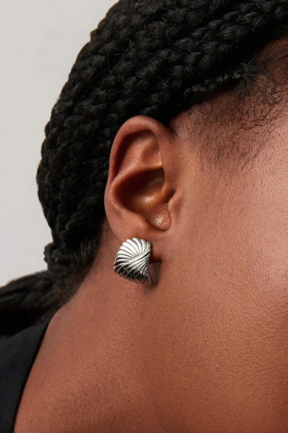 Ripple Stud Earrings - Silver - Image 4