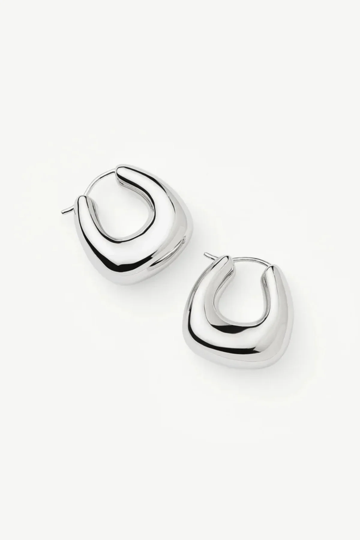 Sculptural Chubby Small Hoop Earrings - Silver