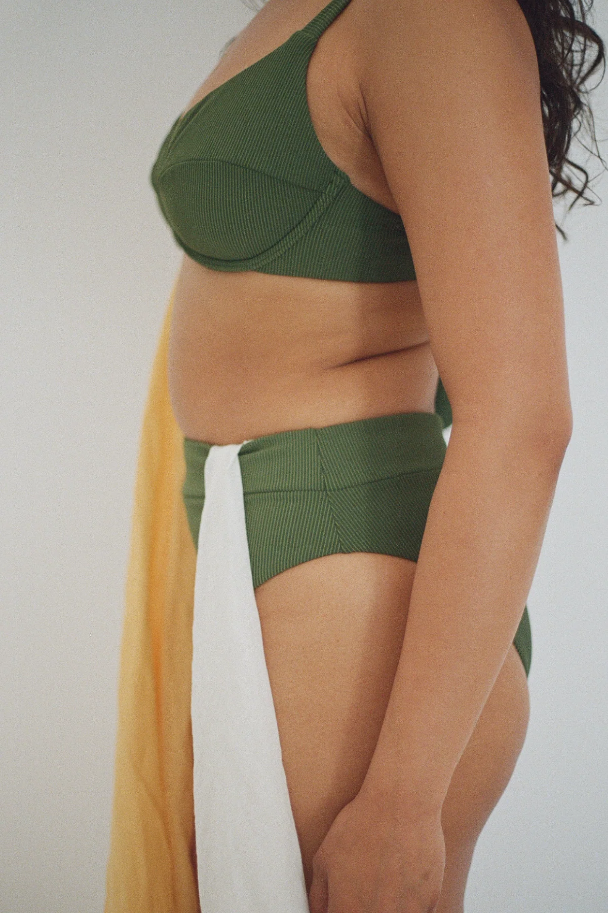 Signature Stripe High Waisted Brief - Tallow Green - Image 5
