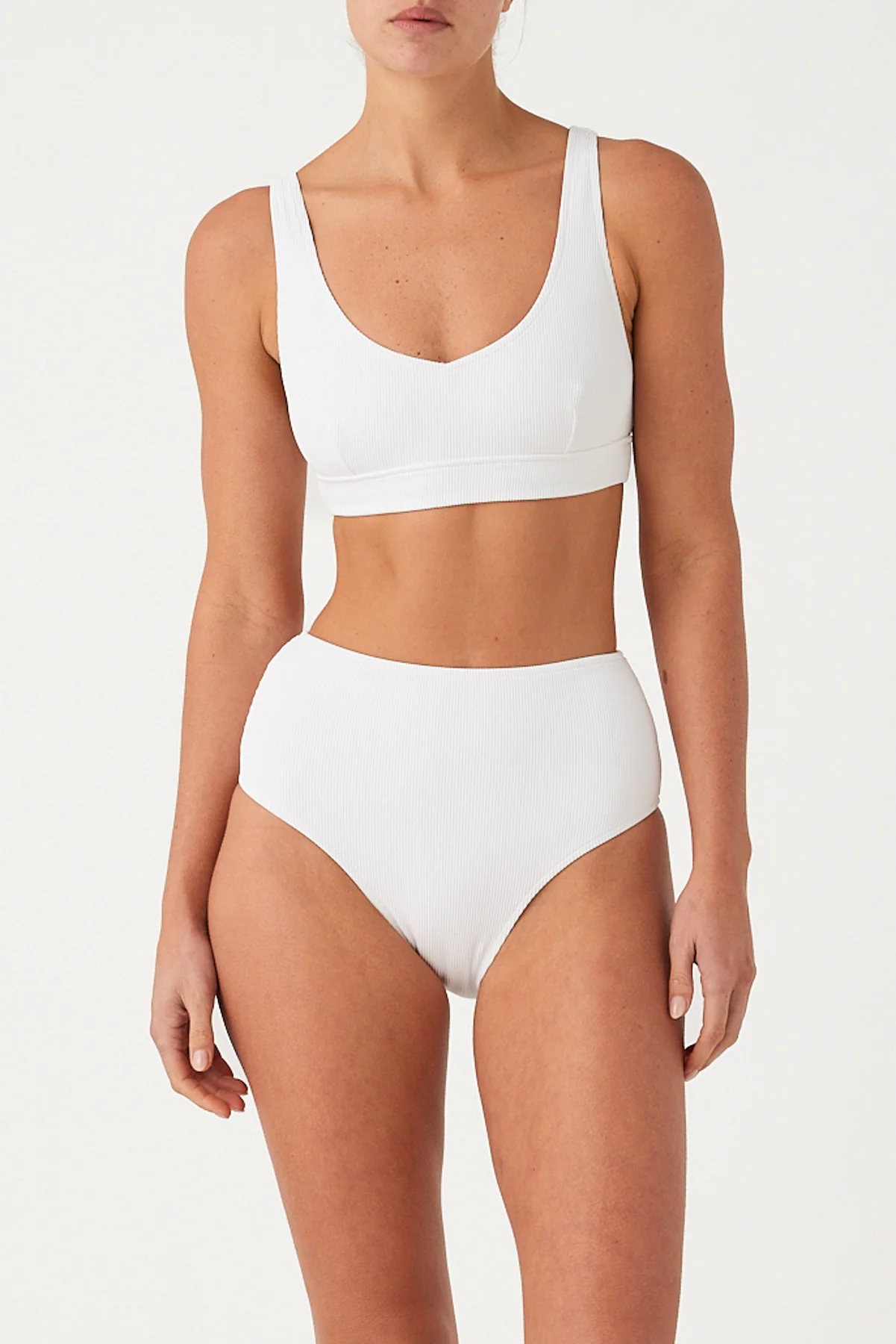 Signature Stripe Waistband Bralette Top - White - Image 3