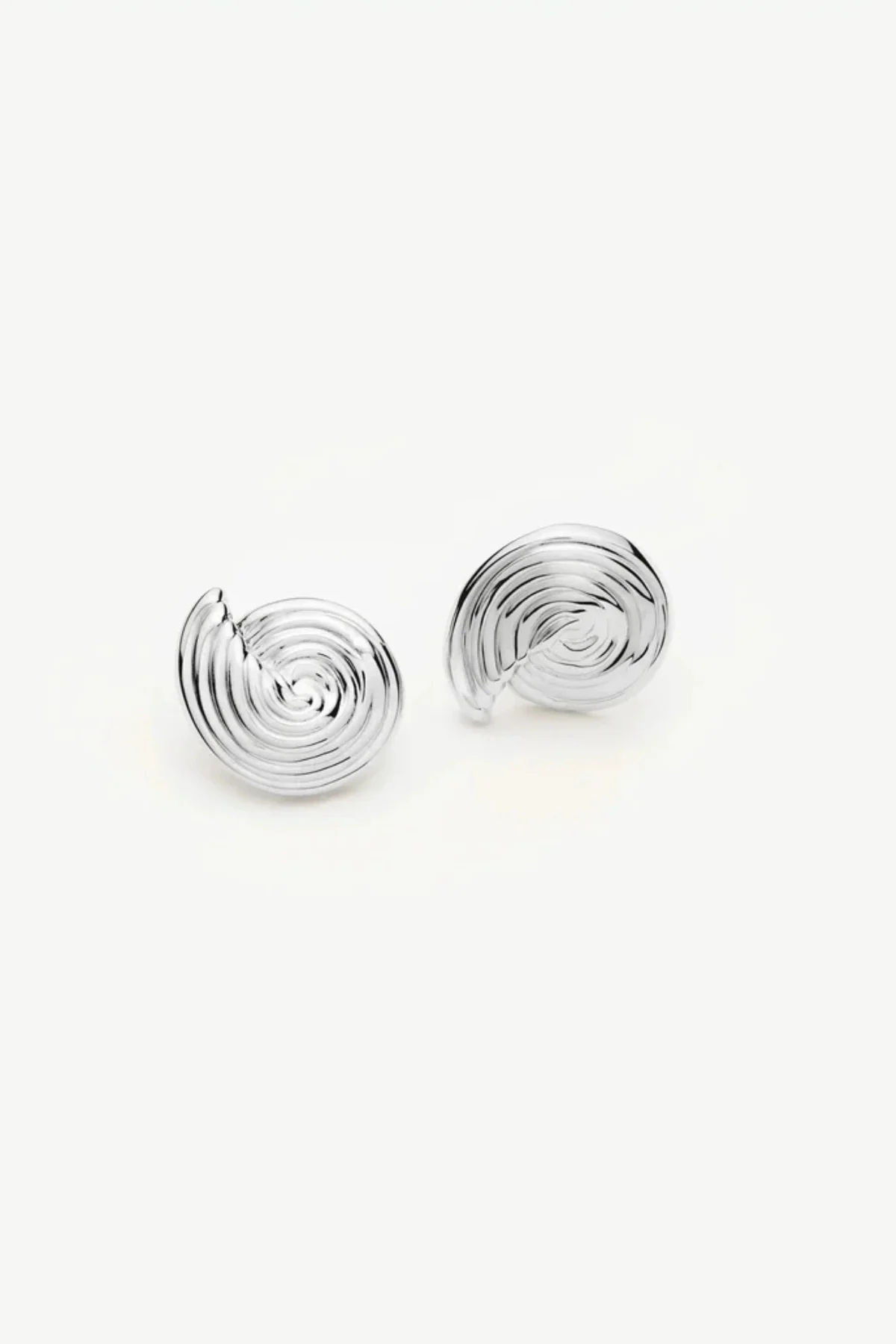 Spiral Small Stud Earrings - Silver - Image 2
