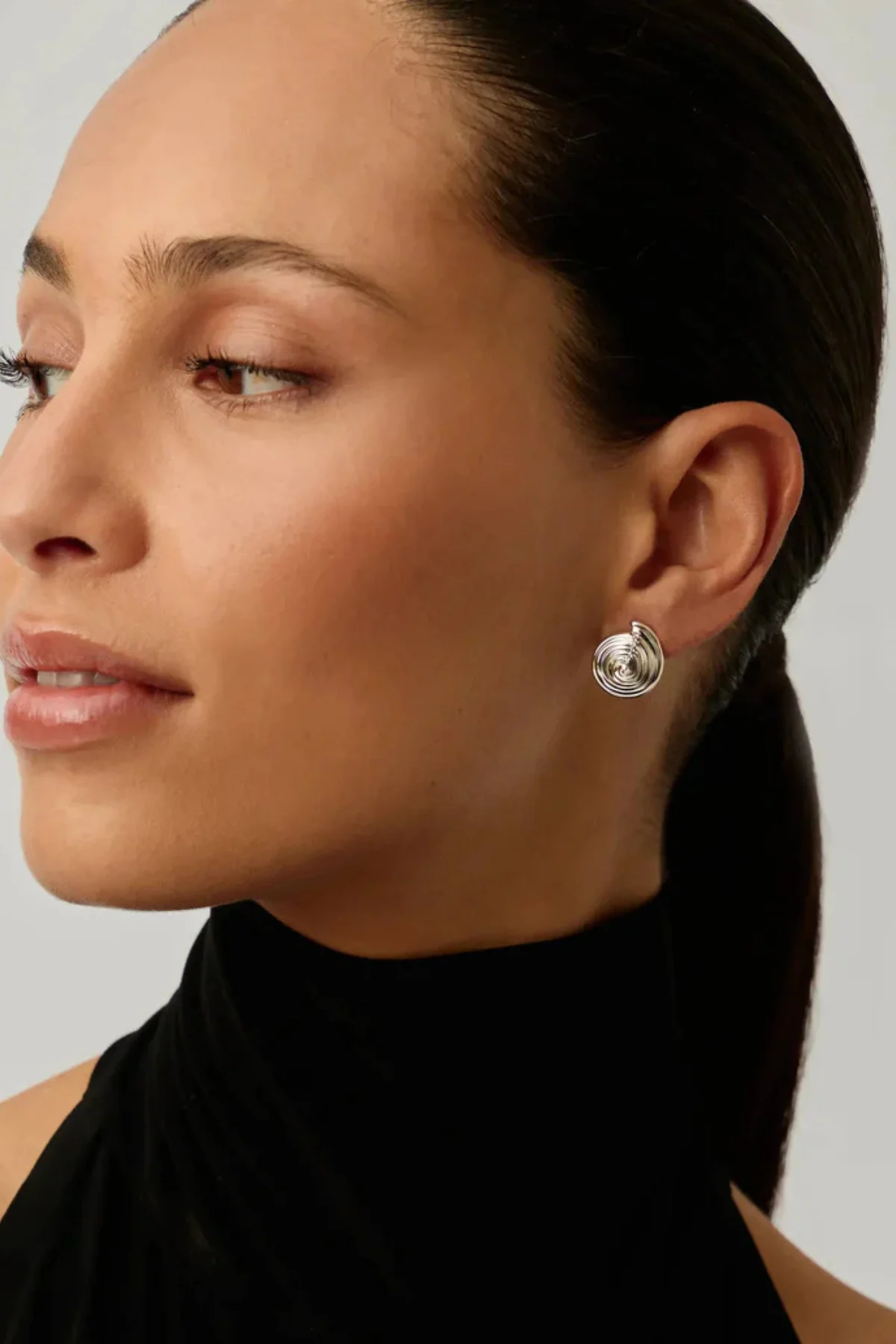 Spiral Small Stud Earrings - Silver - Image 4