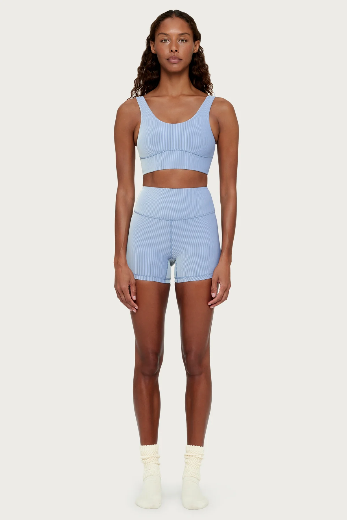 Stripe Rib 4 Inch Bike Short - Denim Blue