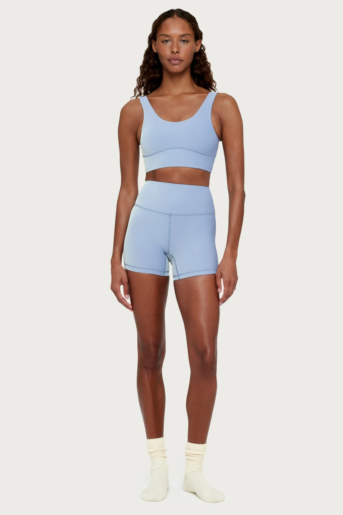 Stripe Rib 4 Inch Bike Short - Denim Blue - Image 2