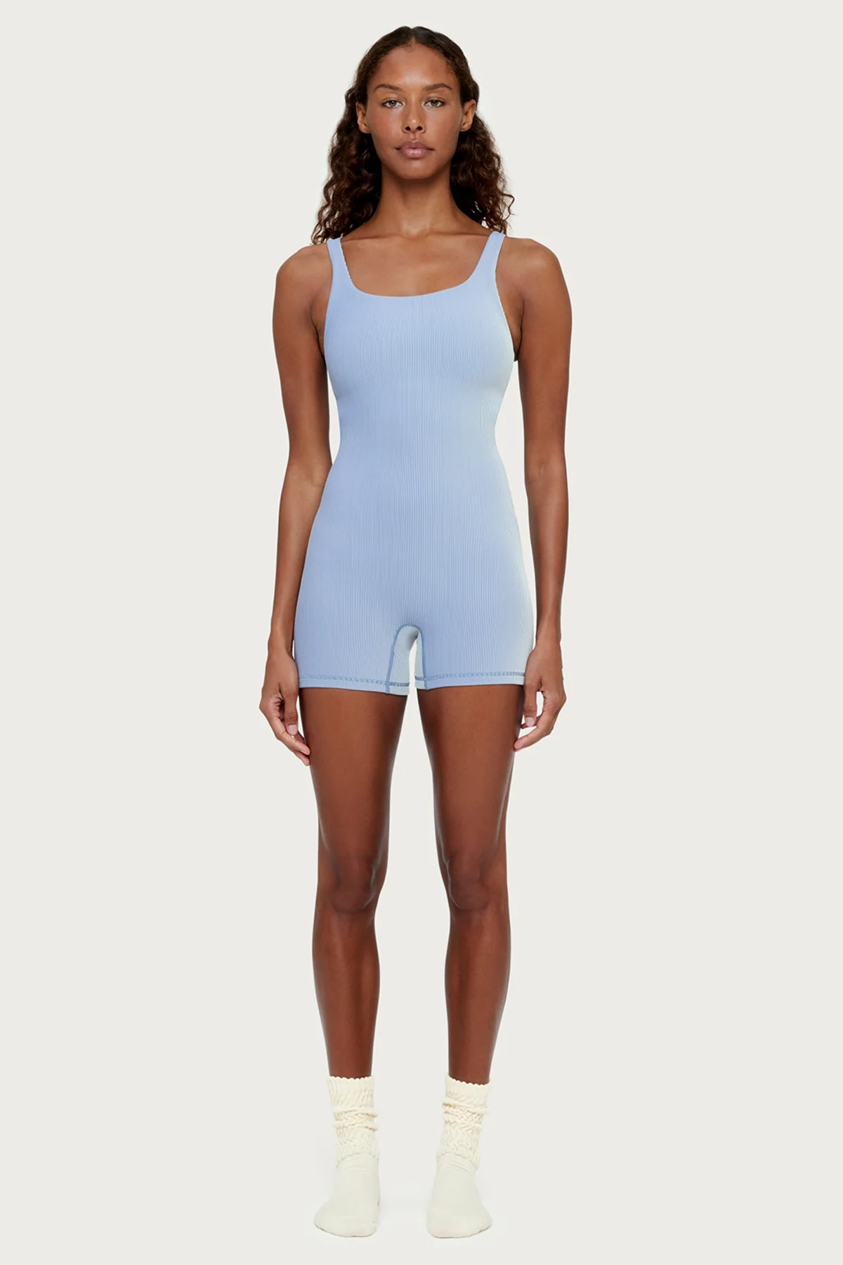 Stripe Rib 4 Inch Bodysuit - Denim Blue - Image 2