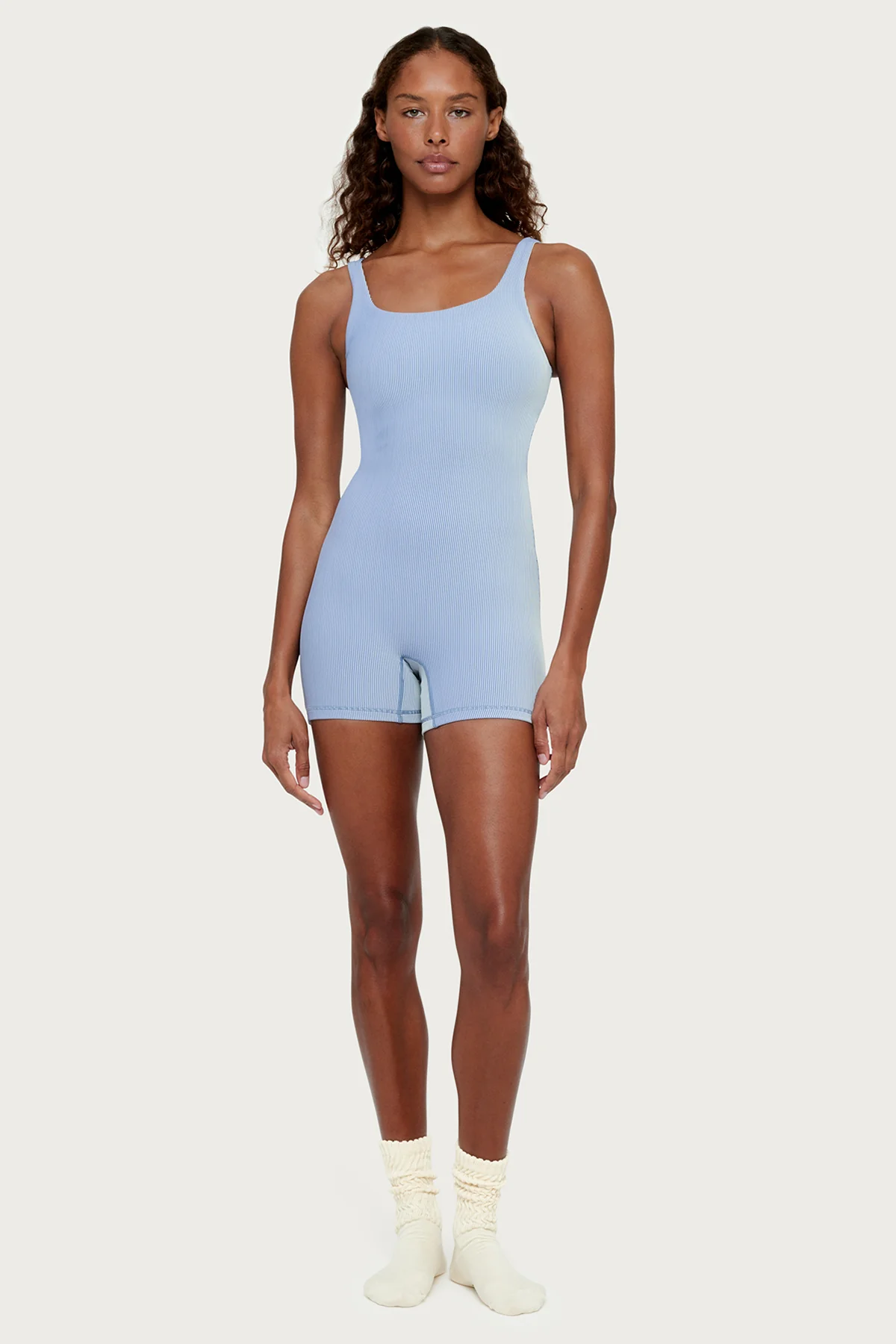 Stripe Rib 4 Inch Bodysuit - Denim Blue - Image 3