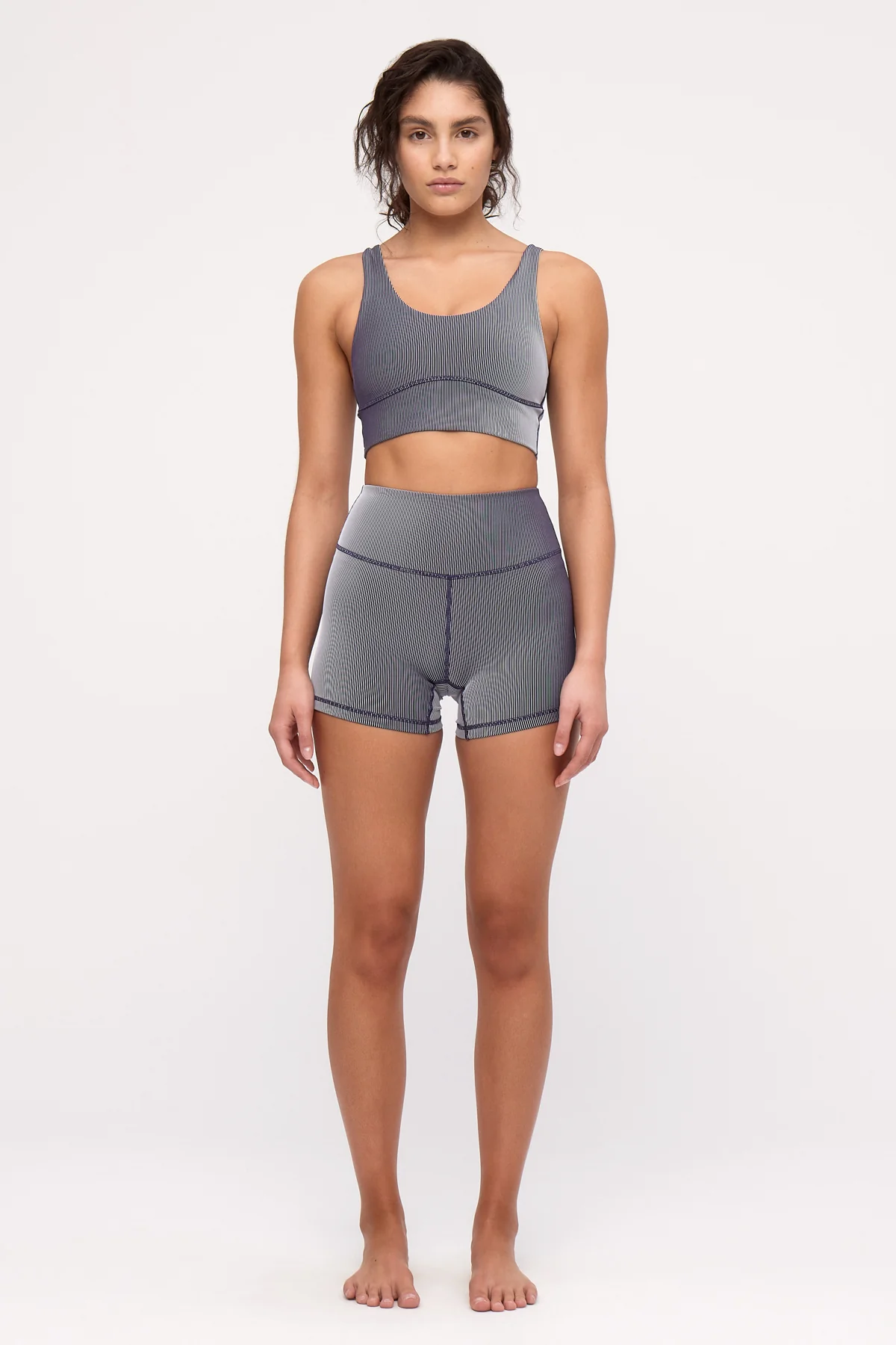Stripe Rib Crop Top - Navy - Image 2
