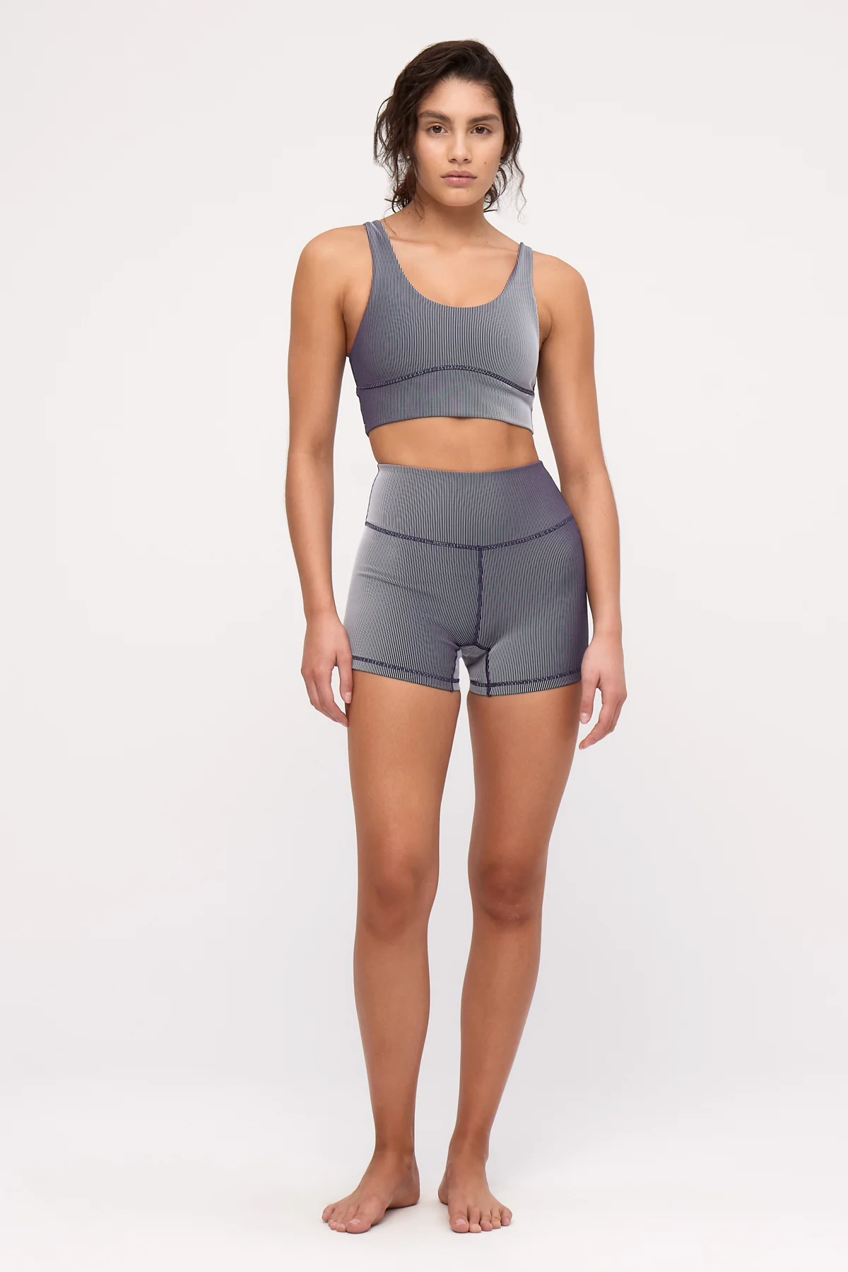 Stripe Rib Crop Top - Navy - Image 7