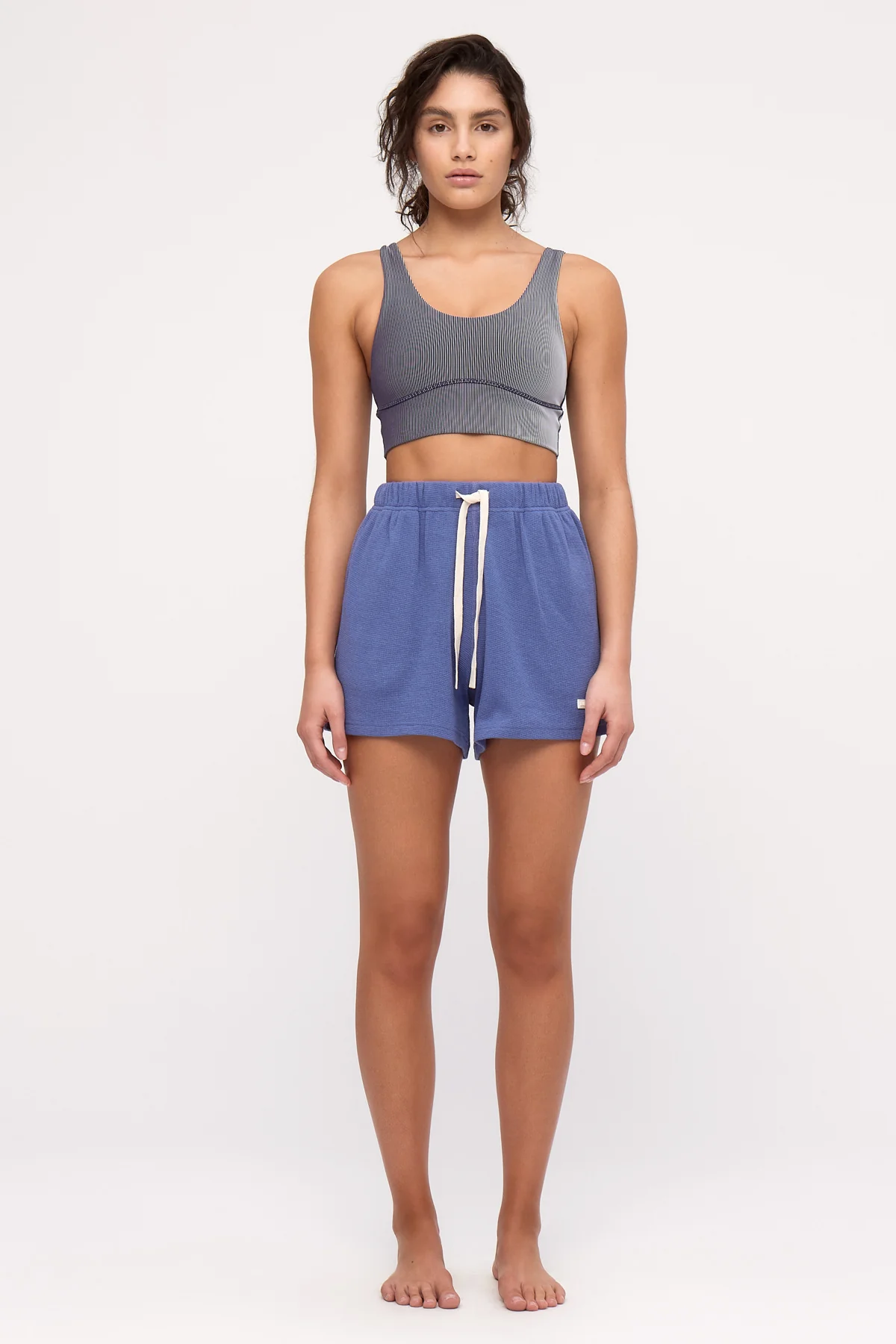Stripe Rib Crop Top - Navy - Image 8