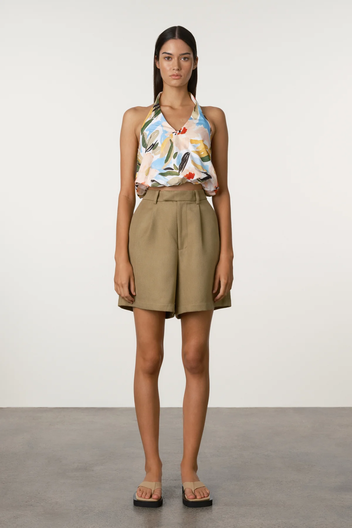 Summer Floral Cotton Halter Top - Image 3