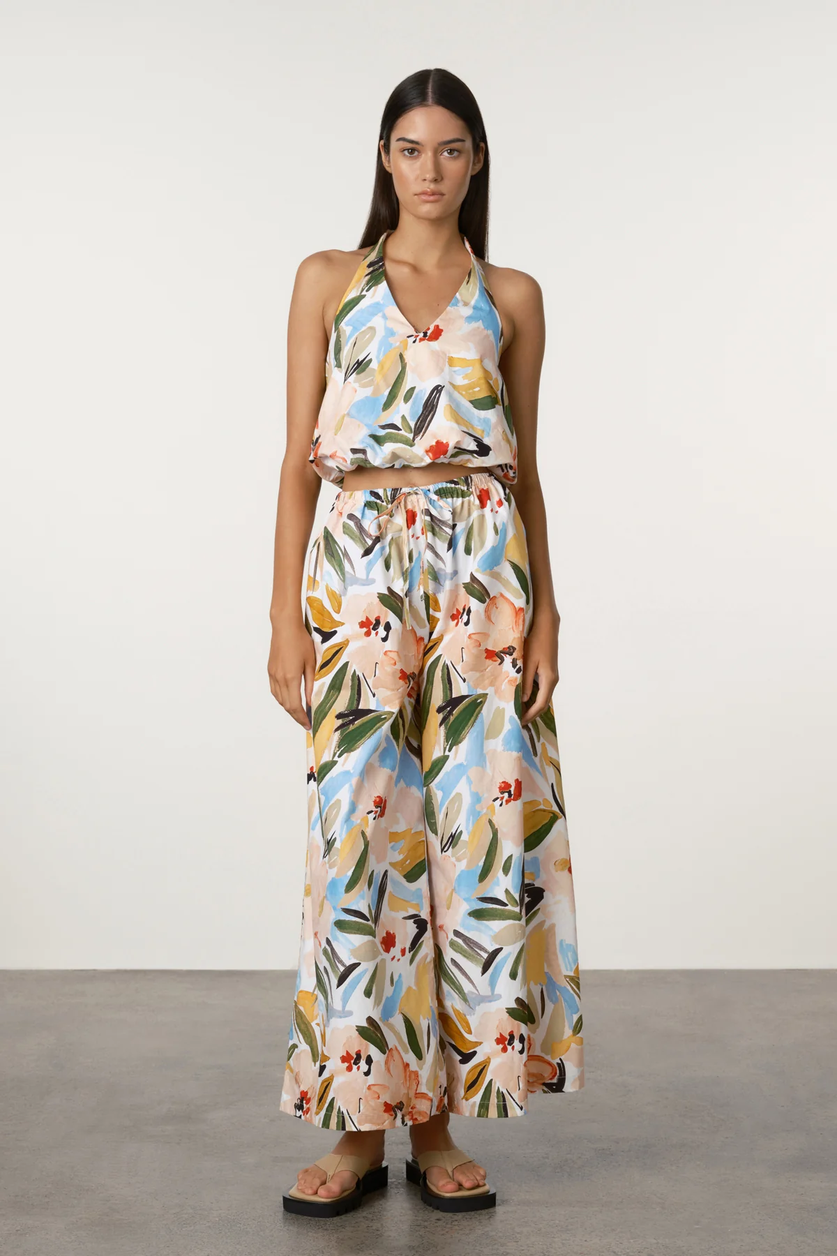 Summer Floral Cotton Halter Top - Image 4