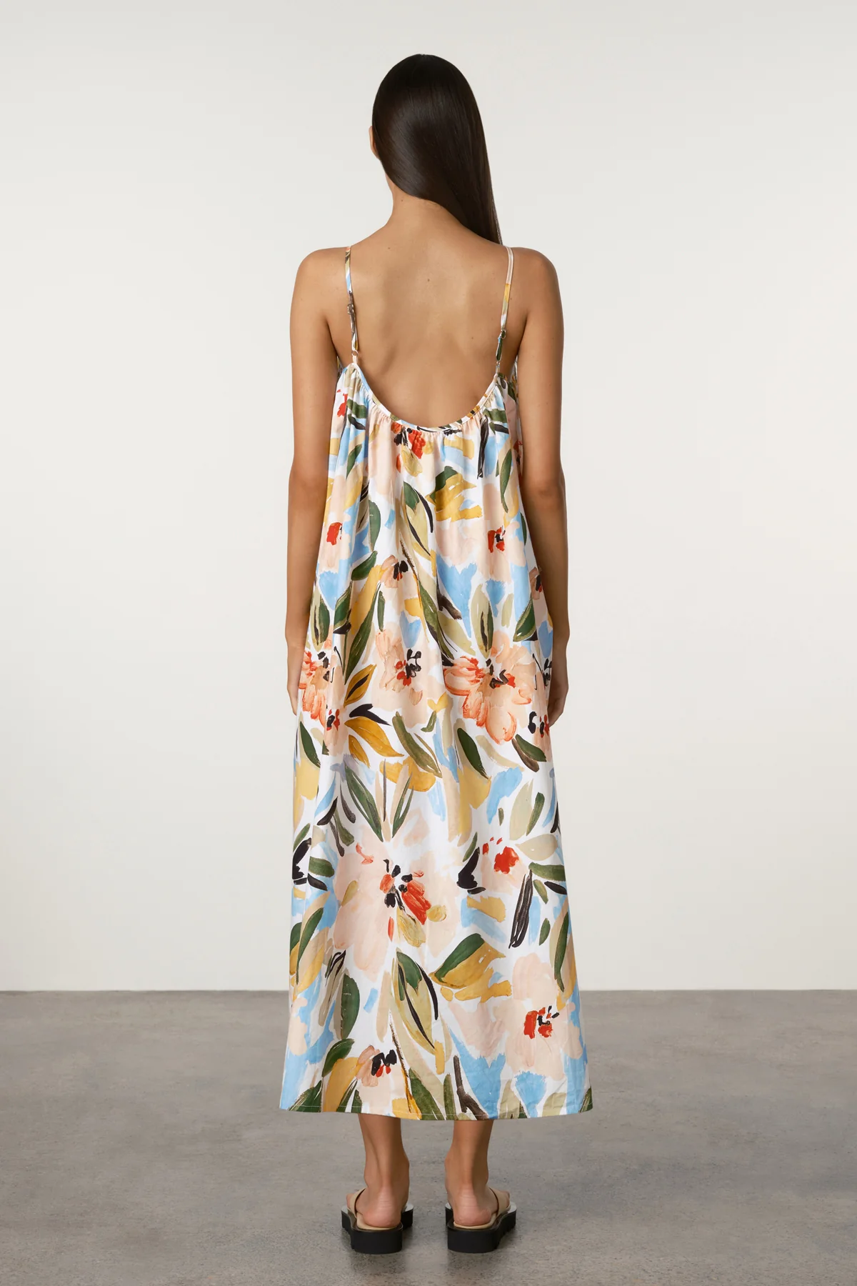 Summer Floral Gathered Cotton Dress - Image 4