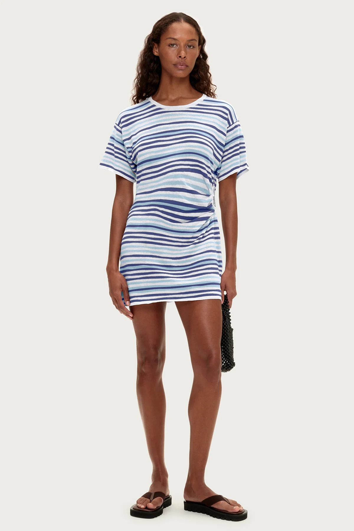 T-Shirt Knit Dress - Blue Stripe - Image 3