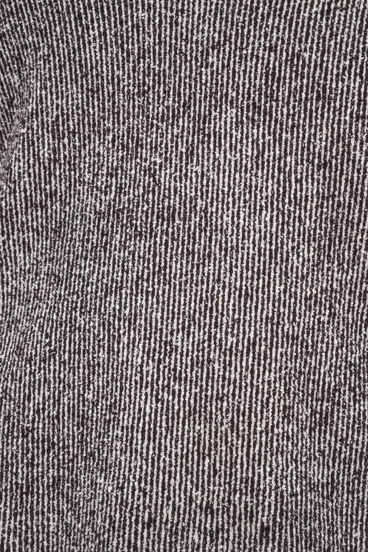 Textured Knit Mini Dress - Black Pinstripe - Image 5