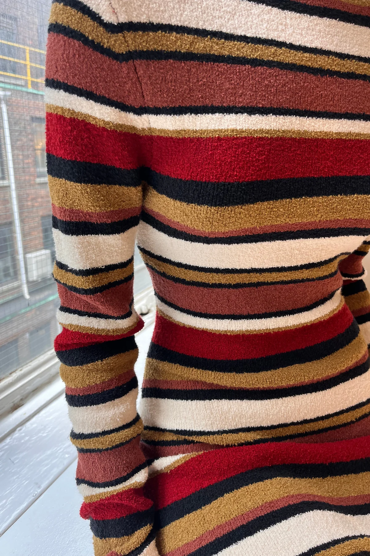 Textured Knit Mini Dress - Earth Stripe - Image 3