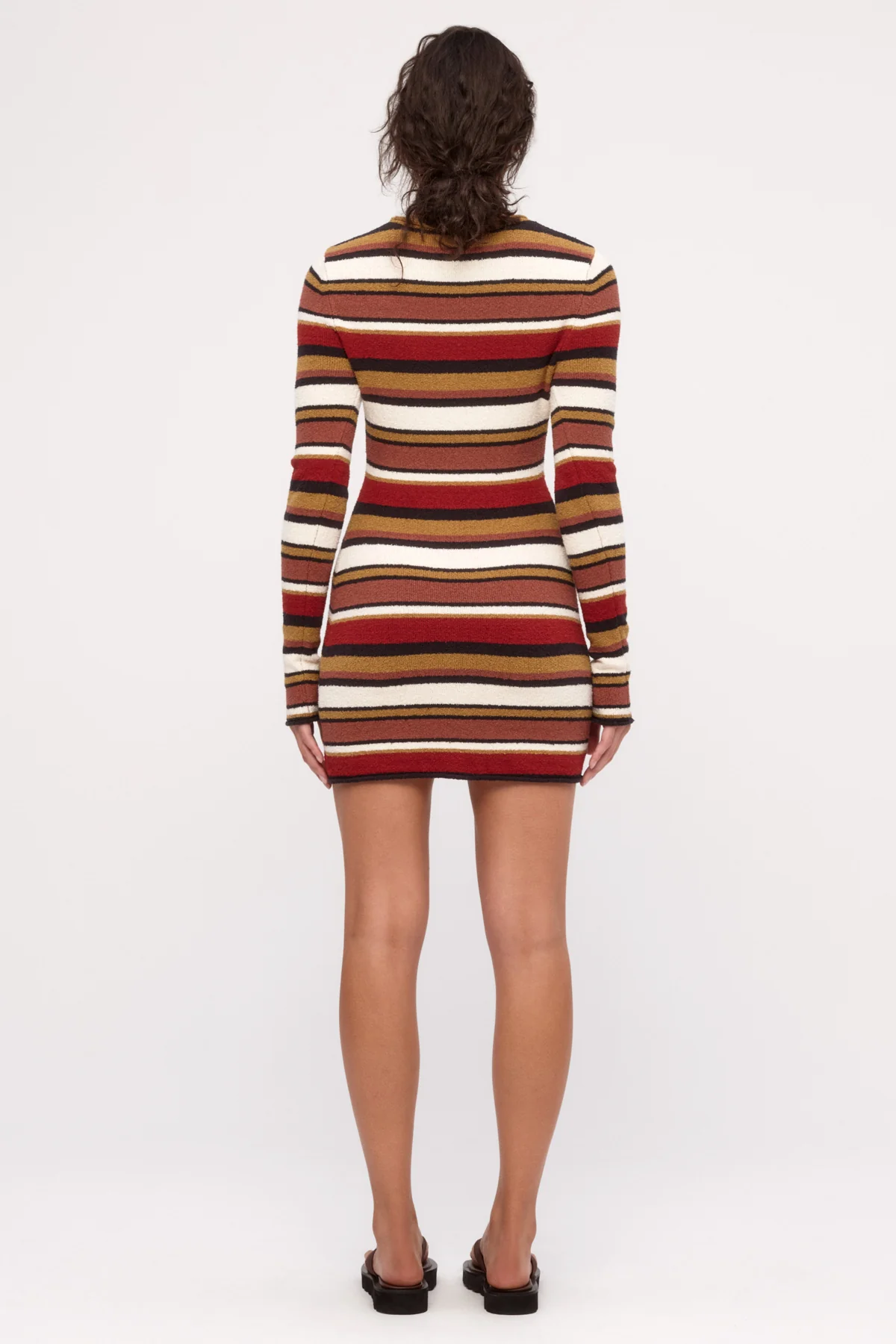 Textured Knit Mini Dress - Earth Stripe - Image 5