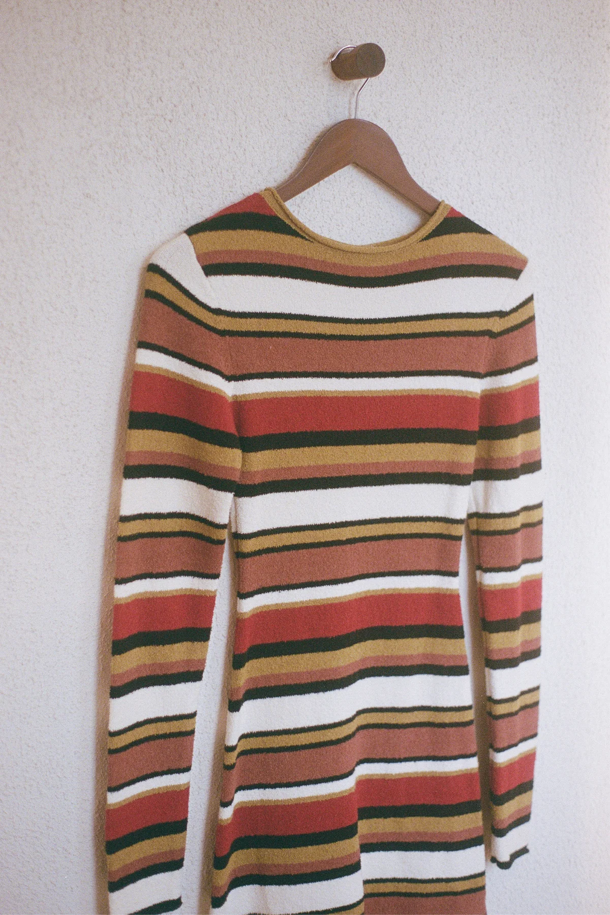 Textured Knit Mini Dress - Earth Stripe - Image 6