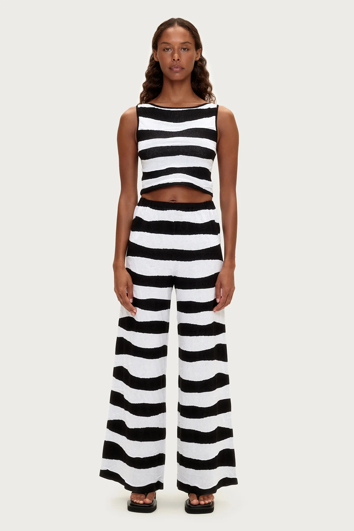 Textured Knit Pant - Black Stripe - Image 2
